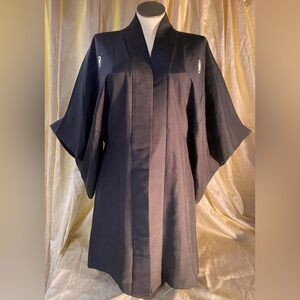 Antique Silk Haori Jacket - Chrysanthemum Kamon Symbol of Longevity & Nobility